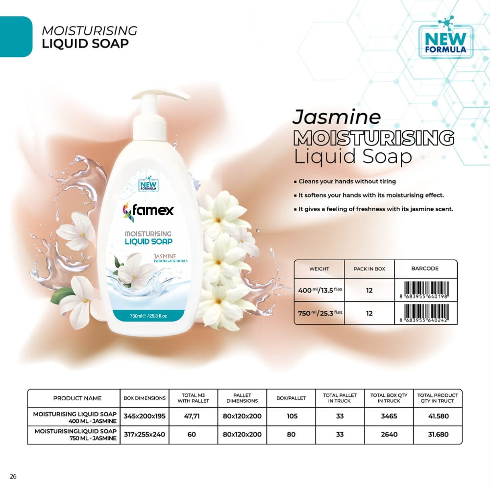 Famex ενυδατικό υγρό σαπούνι 750 ml jasmine