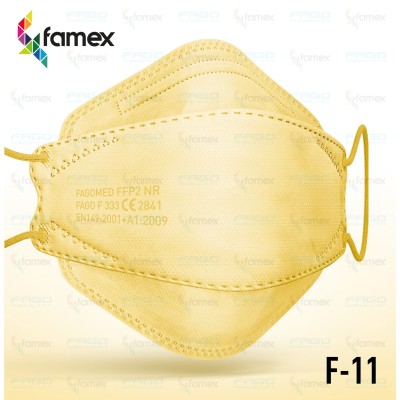 Famex FFP2 Masks 3D Extra Comfort Fish Style Μάσκα Προστασίας σε Κίτρινο χρώμα 10τμχ