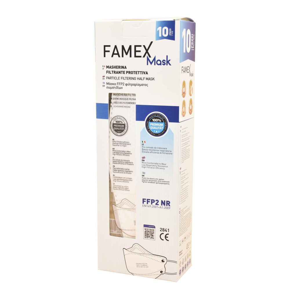 Famex FFP2 Masks 3D Extra Comfort Fish Style Μάσκα Προστασίας σε Λευκή χρώμα 10τμχ
