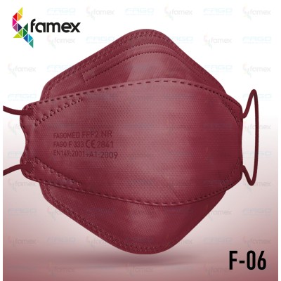 Famex FFP2 Masks 3D Extra Comfort Fish Style Μάσκα Προστασίας σε Μπορντό χρώμα 10τμχ