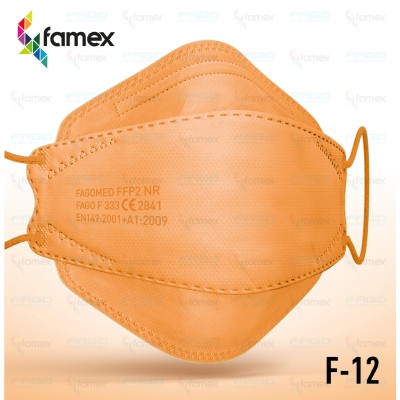 Famex FFP2 Masks 3D Extra Comfort Fish Style Μάσκα Προστασίας σε Πορτοκαλί χρώμα 10τμχ
