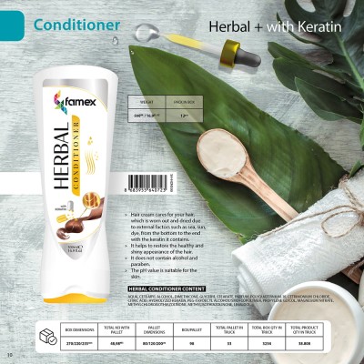 Famex Herbal Conditioner Αναδόμησης για όλους τους Τύπους Μαλλιών με Κερατίνη 500ml