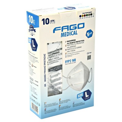 Μάσκα προστασίας Fago Poli FFP2 μισού προσώπου με φιλτράρισμα ανδρικές L-size 10 τμχ με διάφορα χρώματα.