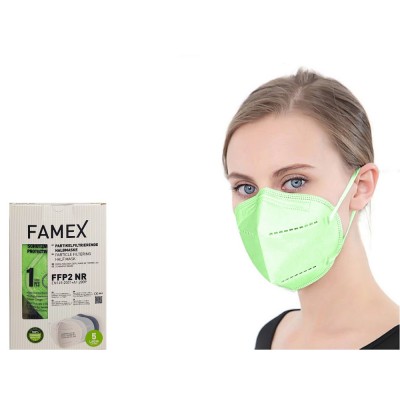 Μάσκα προστασίας Famex Poli FFP2 μισού προσώπου με φιλτράρισμα 10 τμχ Ανοιχτό πράσινο.