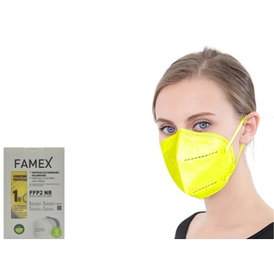 Μάσκα προστασίας Famex Poli FFP2 μισού προσώπου με φιλτράρισμα 10 τμχ Κίτρινη.