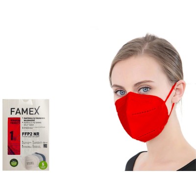 Μάσκα προστασίας Famex Poli FFP2 μισού προσώπου με φιλτράρισμα 10 τμχ Κόκκινη.