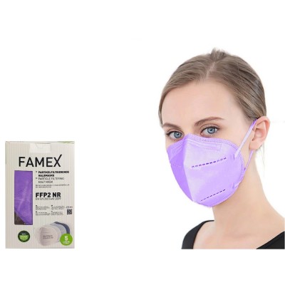 Μάσκα προστασίας Famex Poli FFP2 μισού προσώπου με φιλτράρισμα 10 τμχ Λιλά.