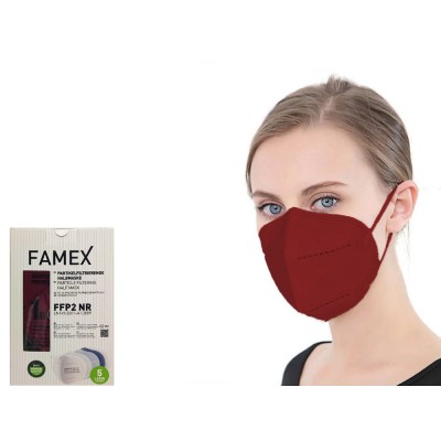 Μάσκα προστασίας Famex Poli FFP2 μισού προσώπου με φιλτράρισμα 10 τμχ Μπορντό
