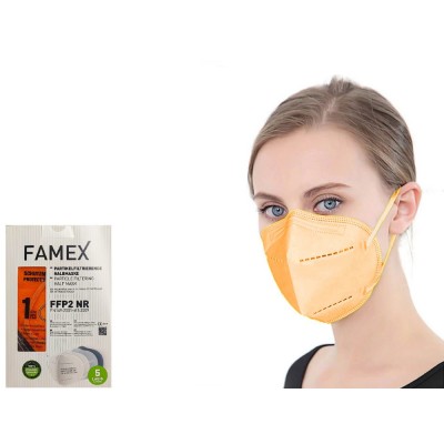 Μάσκα προστασίας Famex Poli FFP2  μισού προσώπου με φιλτράρισμα 10 τμχ Πορτοκαλί