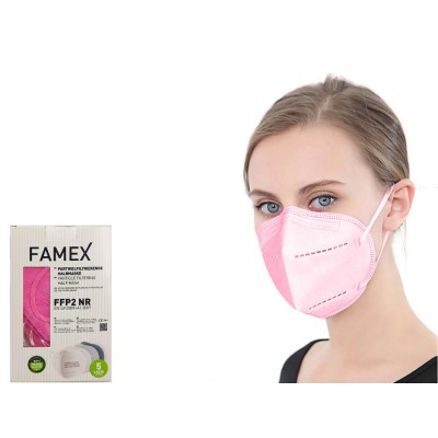 Μάσκα προστασίας Famex Poli FFP2 μισού προσώπου με φιλτράρισμα 10 τμχ Ροζ.