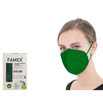 Μάσκα προστασίας Famex Poli FFP2 μισού προσώπου με φιλτράρισμα 10 τμχ Σκούρο πράσινο.