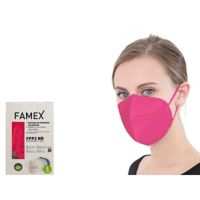 Μάσκα προστασίας Famex Poli FFP2 μισού προσώπου με φιλτράρισμα 10 τμχ Σκούρο ροζ.