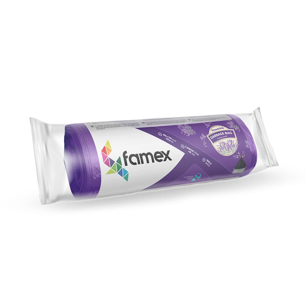 Famex σακούλα απορριμμάτων με κορδόνι large 10x lavender