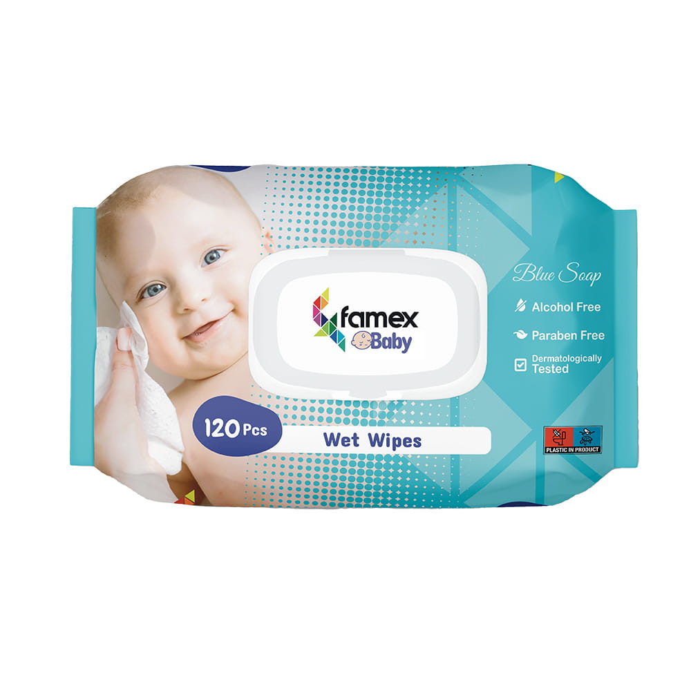 Famex μωρομάντηλα 120 pcs blue soap